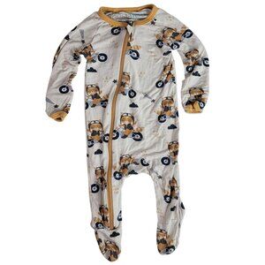 Bestaroo Footie Sleeper Yellow Newborn Zip Long Sleeve Fold Racoon Motorcycle